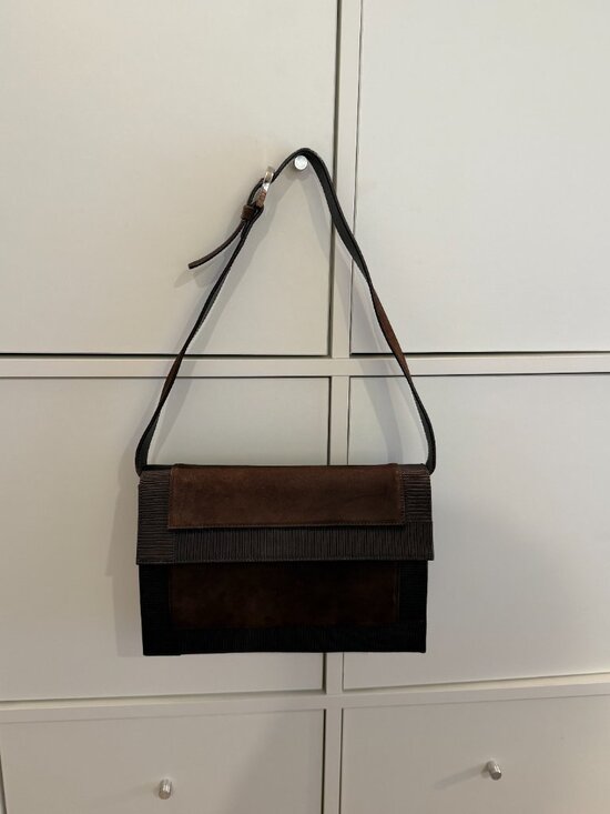 Salvatore Ferragamo Handbags - Salvatore Ferragamo Brown Suede Shoulder Bag